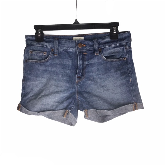 J. Crew Medium Blue Denim Wash Cuffed Jean Shorts - Picture 4 of 11